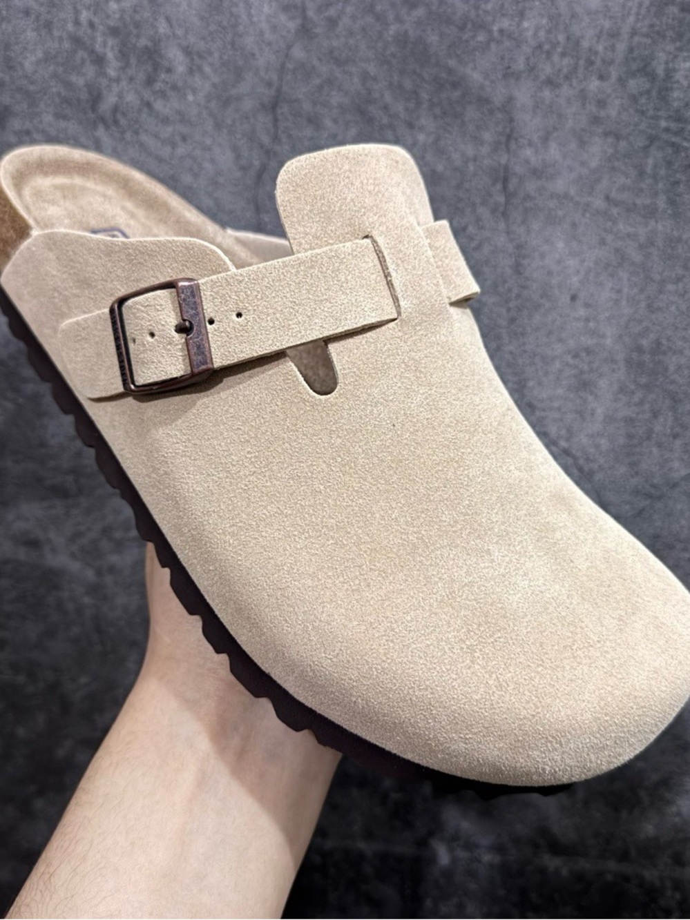 Birkenstock Suede Slip-On Clog in Beige